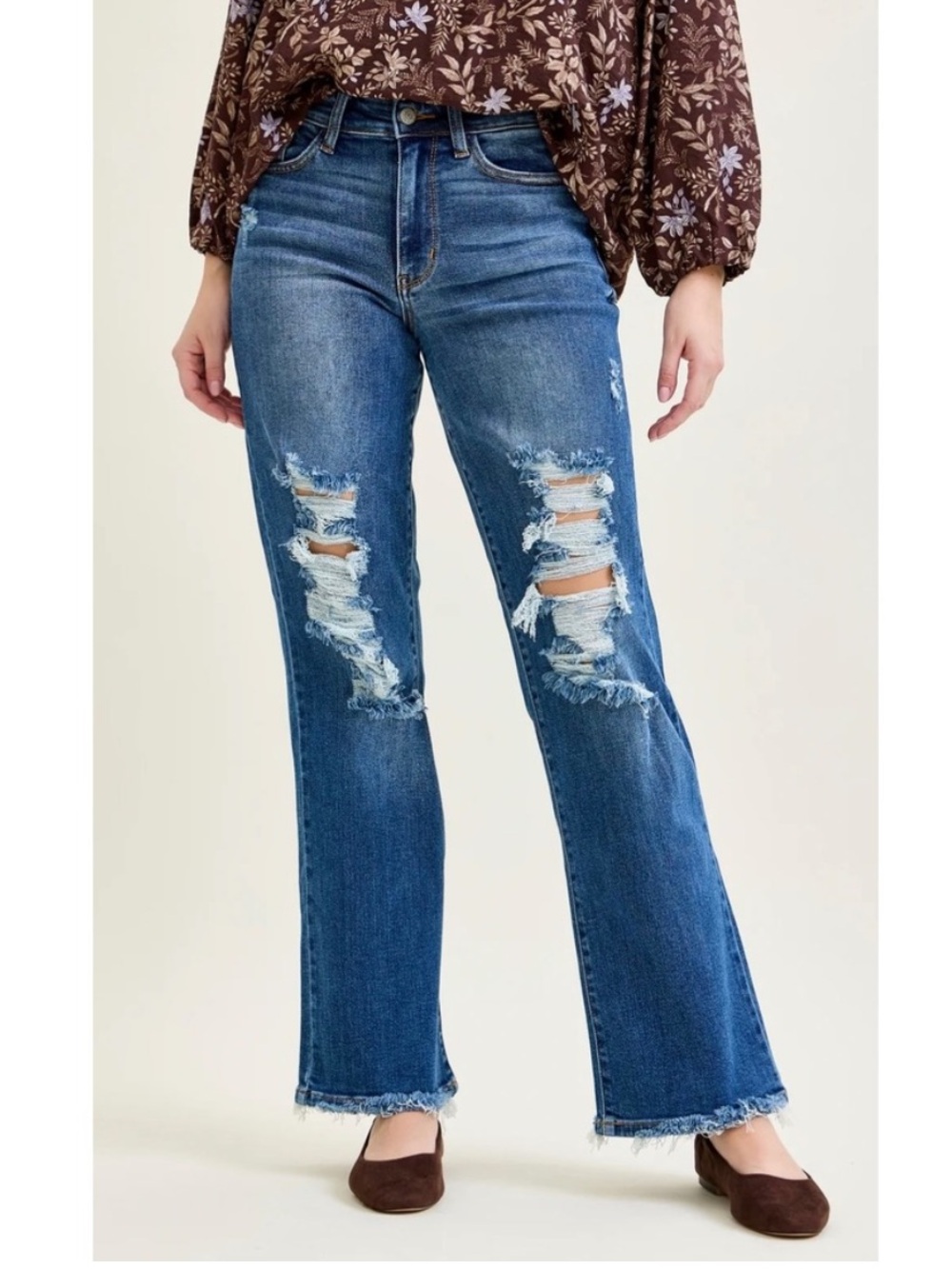 JUDY BLUE Dad Jean Distressed Size 28